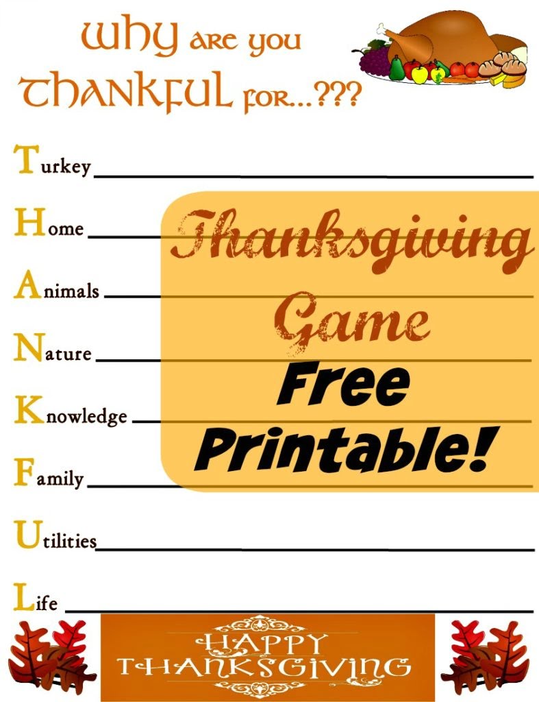 Free Thanksgiving Printables For Adults