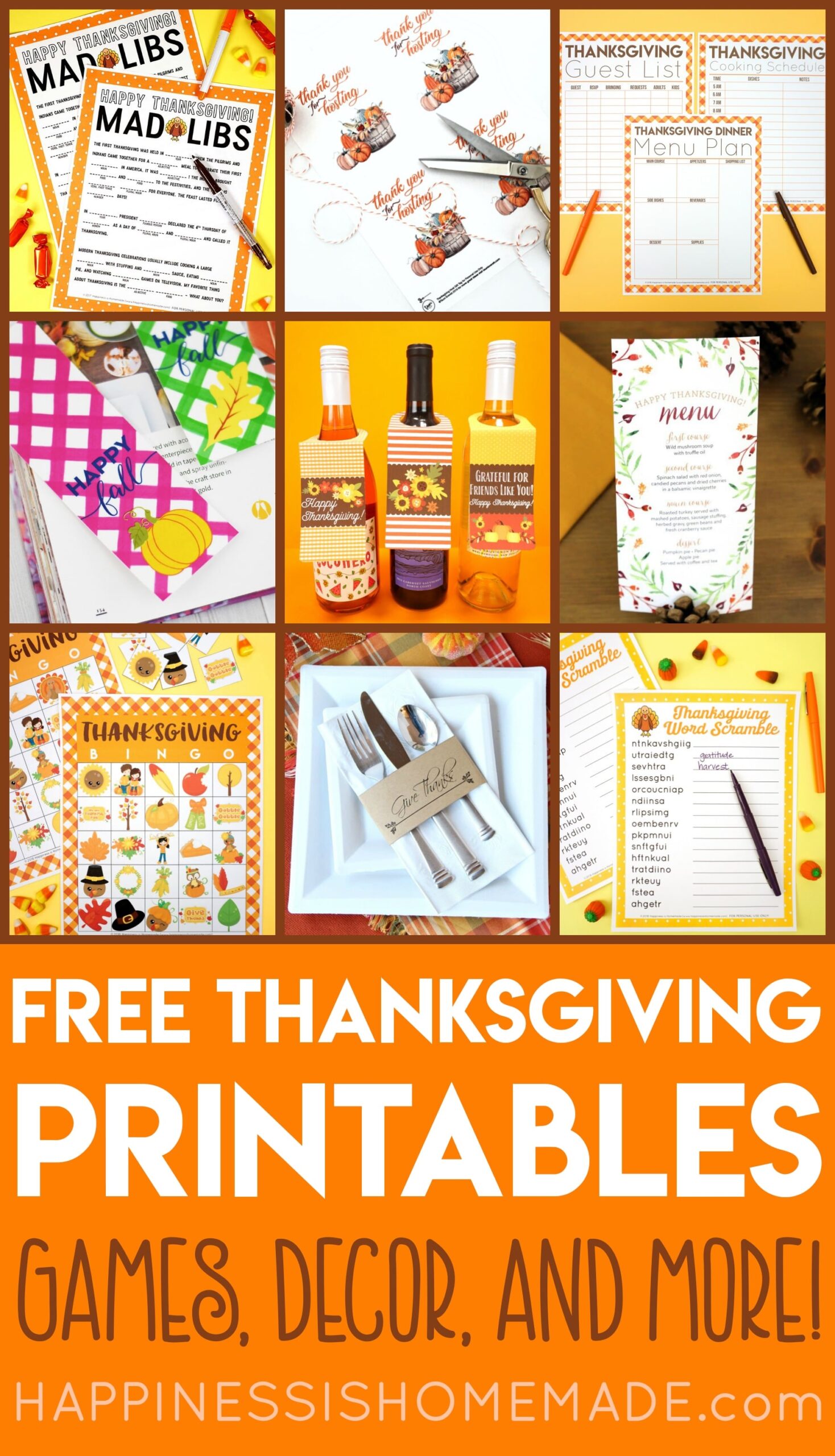 Free Thanksgiving Printables Happiness Is Homemade