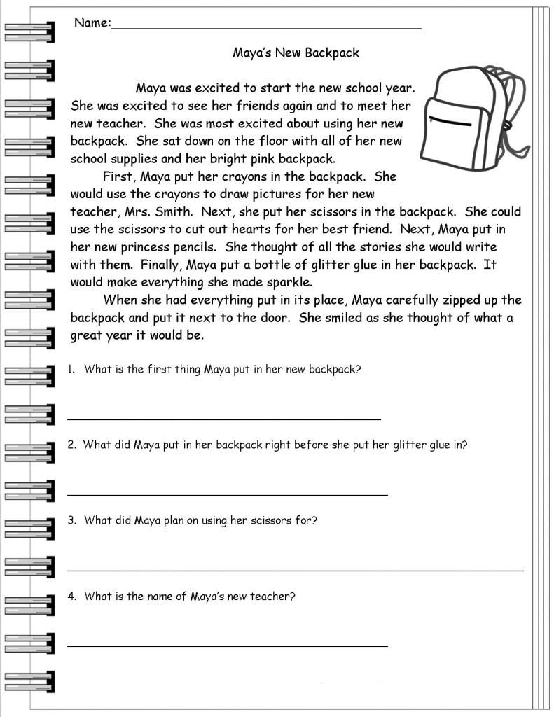 Free Printable 2nd Grade Reading Worksheets