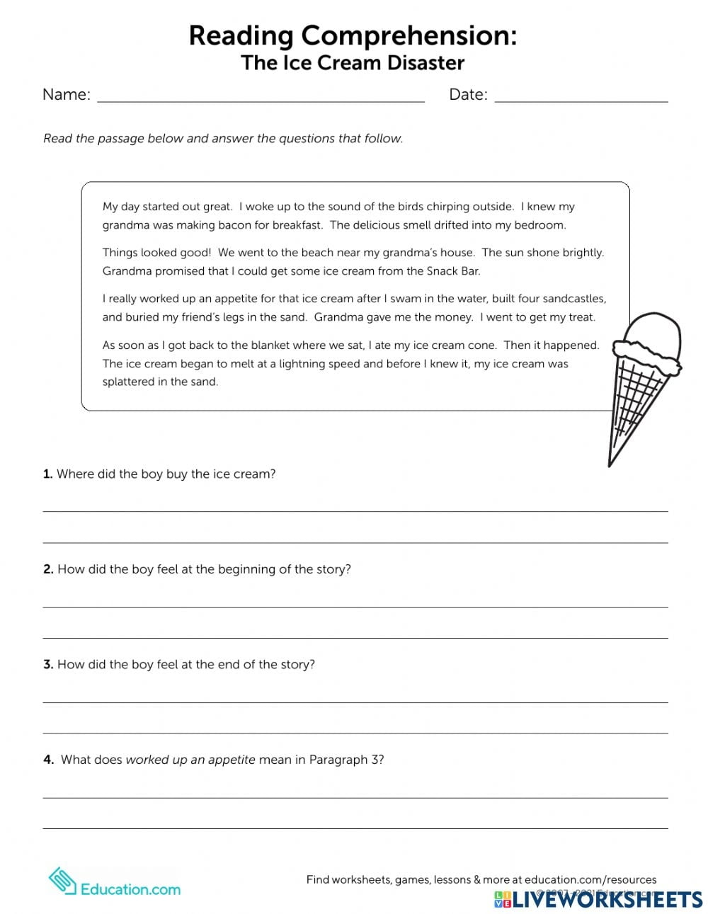 Comprehension Reading For 3rd Grade Worksheets