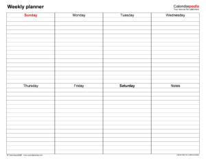 Free Weekly Planners For Microsoft Word 20 Templates