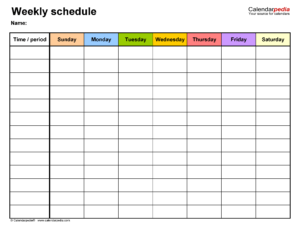 Free Weekly Schedules For Word 18 Templates