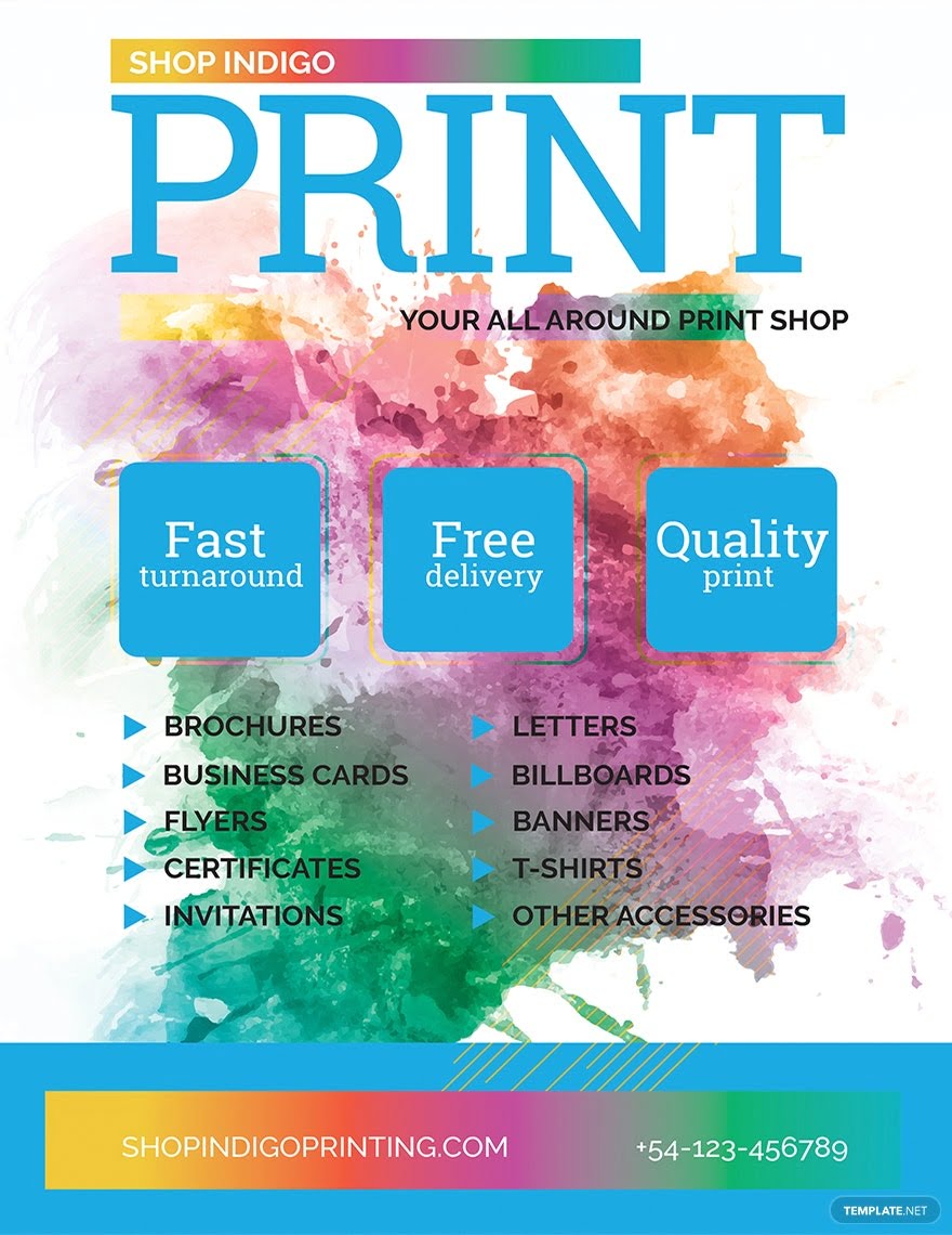 Print Shop Flyer Template Google Docs Illustrator Word Apple Pages PSD Publisher Template