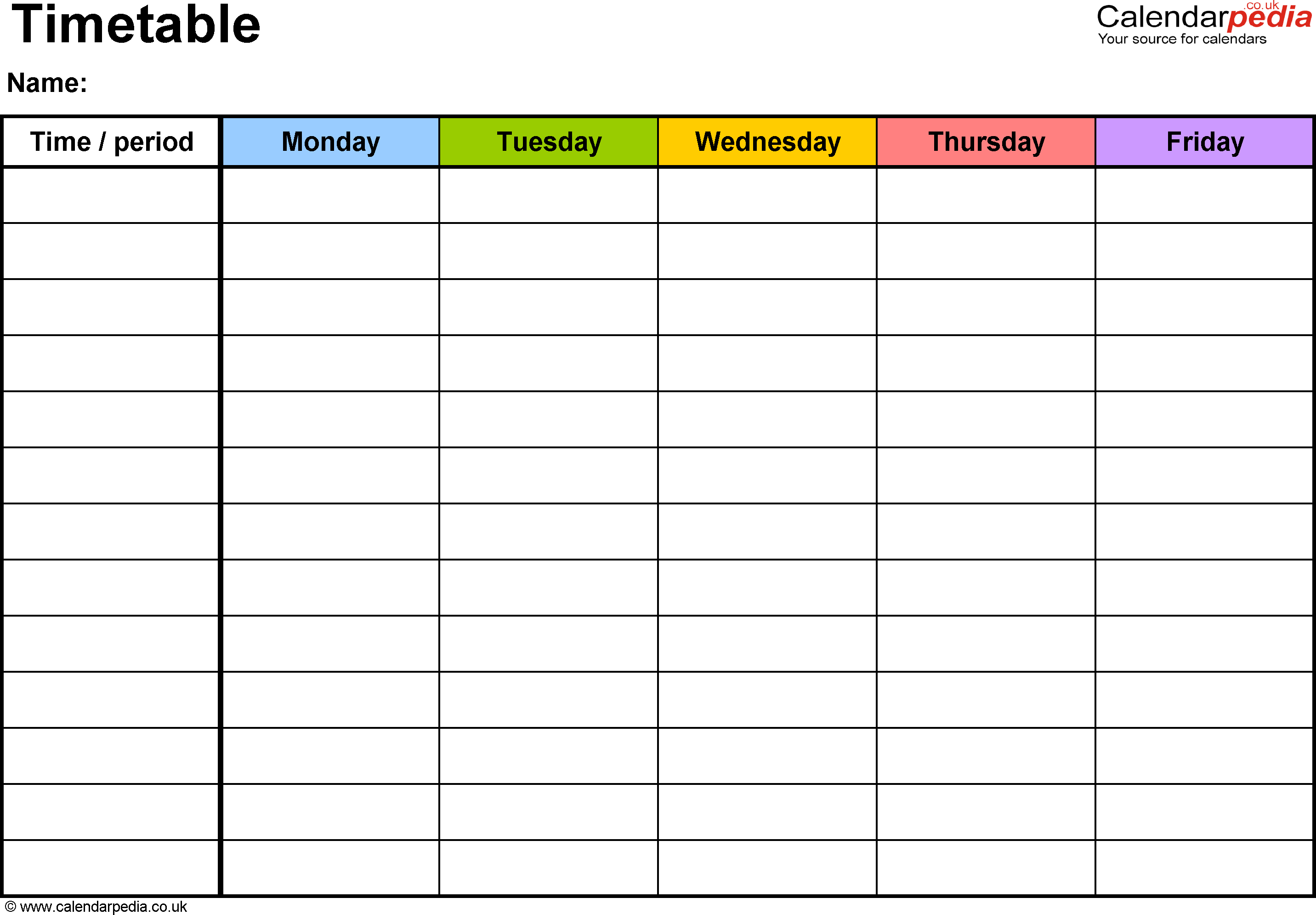 Timetable Templates For Microsoft Word Free And Printable