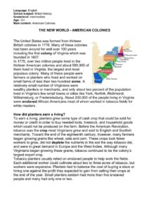 13 Colonies reading And Listening Comprehension Worksheet