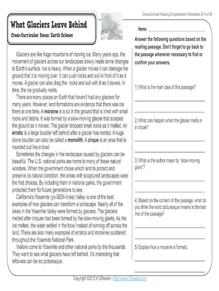 4th Grade Reading And Comprehension Worksheets