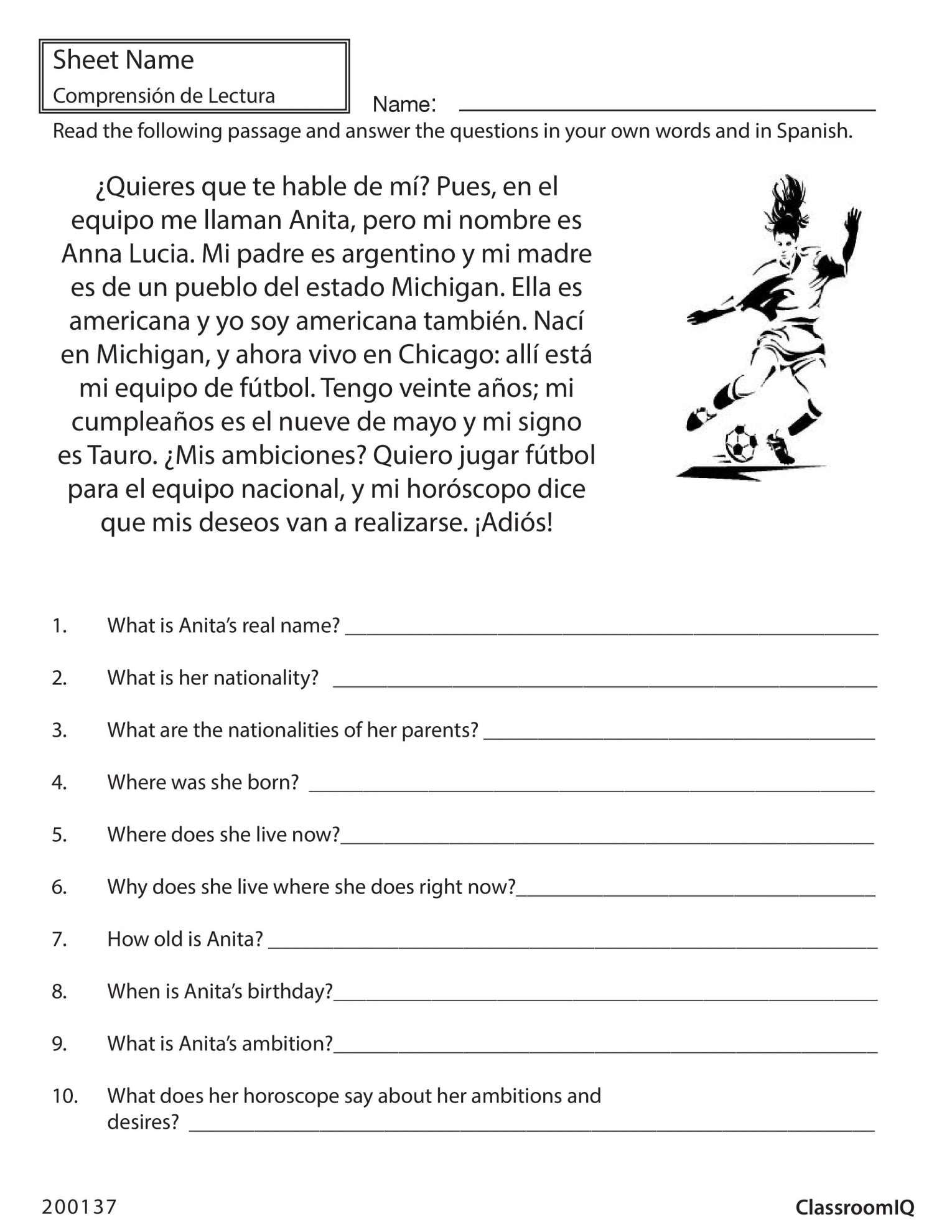 9 Beginner Spanish Reading Worksheet Comprehension Worksheets Reading Comprehension Spanish Reading Comprehension
