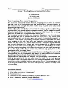 Adjective Word Challenge Reading Comprehension Worksheets 7th Grade Reading Comprehension Worksheets