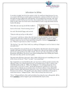 Adventure In Africa Worksheet