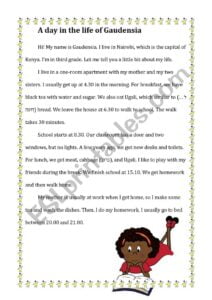 African Boy Reading Comprehension ESL Worksheet By Alizarichter