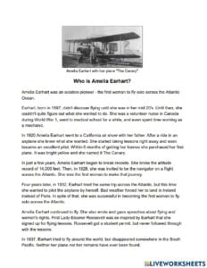 Amelia Earhart williamson Worksheet