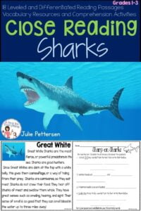 Close Reading Sharks Close Reading Shark Activities Close Reading Passages