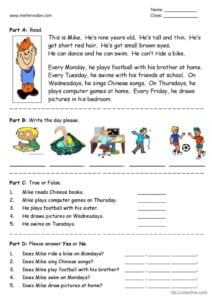 Days Of The Week Easy Reading Comp English ESL Worksheets Pdf Doc