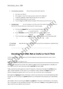 Decoding Your DNA ESL Worksheet By Teachingspeeching