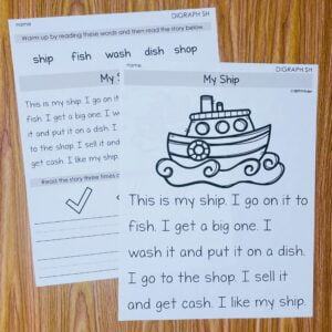 Digraph SH Fluency Passages Kindergarten Simply Kinder