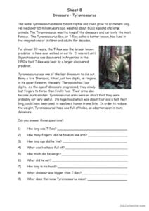 Dinosaurs Reading For Detail dee English ESL Worksheets Pdf Doc