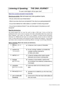 DNA Journey English ESL Worksheets Pdf Doc