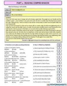 English Test 6th Grade Reading Worksheet