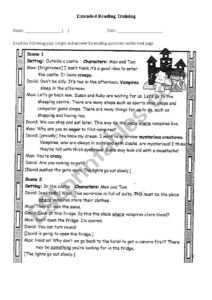 Extra Reading Comprehension Exercise Vampire ESL Worksheet By Martinlai88