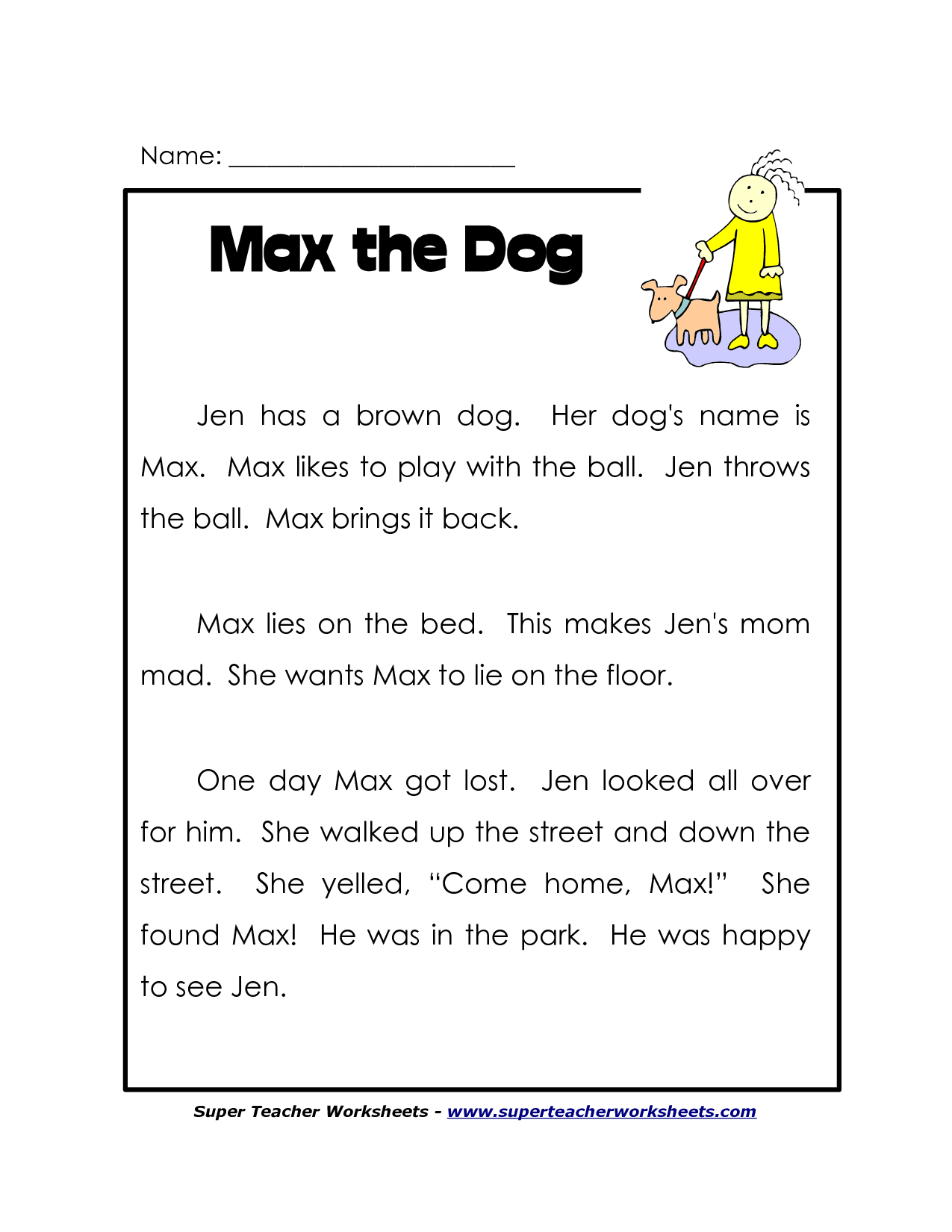 Free Printable First Grade Reading Worksheets