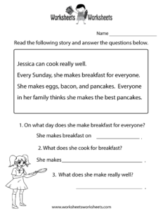 Free Printable Reading Comprehension Test Worksheet