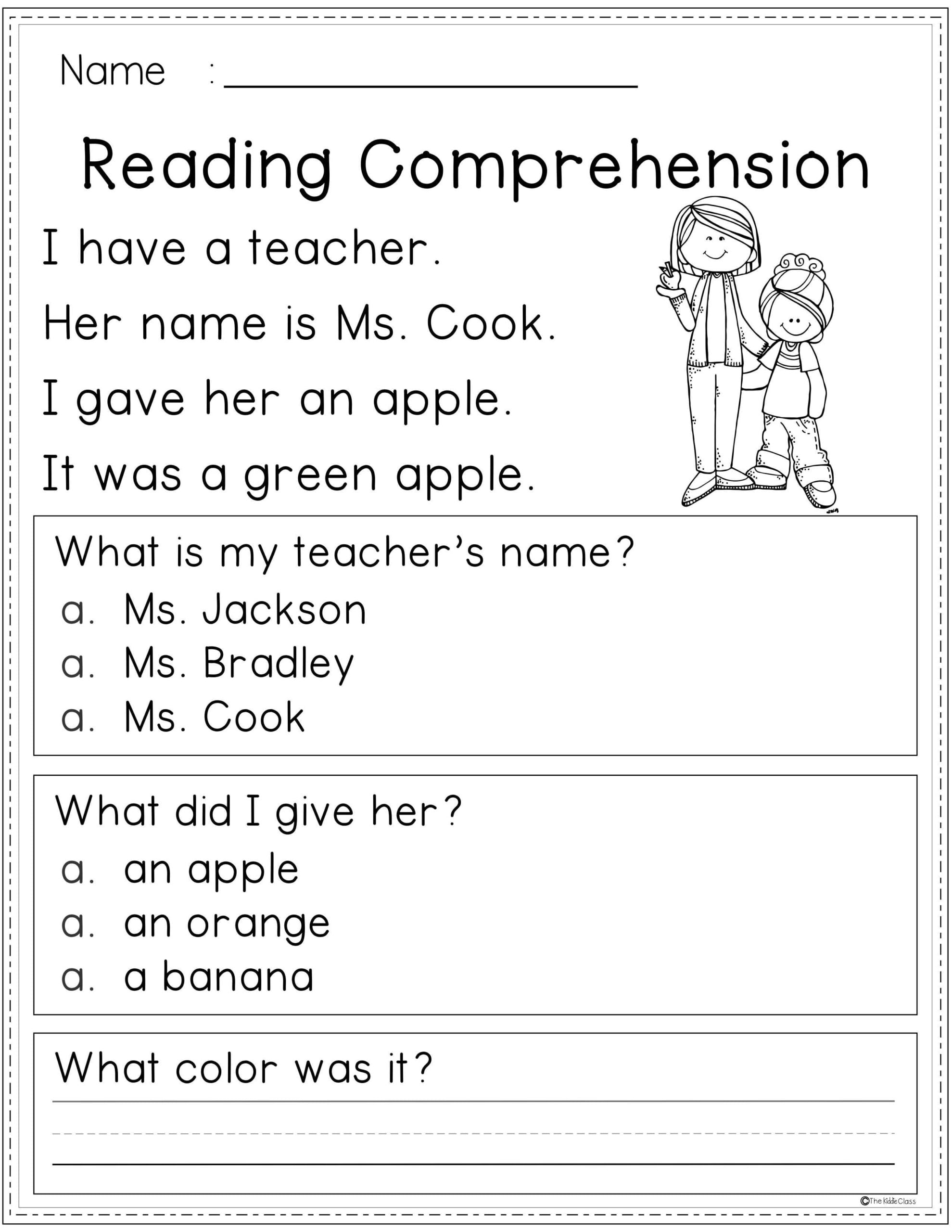 Free Printable Autism Reading Comprehension Worksheets