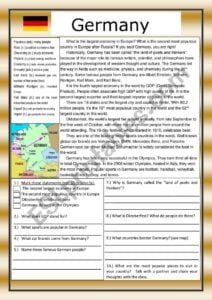 Germany Reading Comprehension Practice Exercises With Definitions ESL Worksheet By Teacherblake