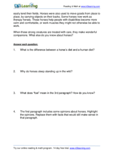 Horse Reading Comprehension Worksheets Fill Out Sign Online DocHub