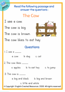 Kindergarten Reading Comprehension Part 1