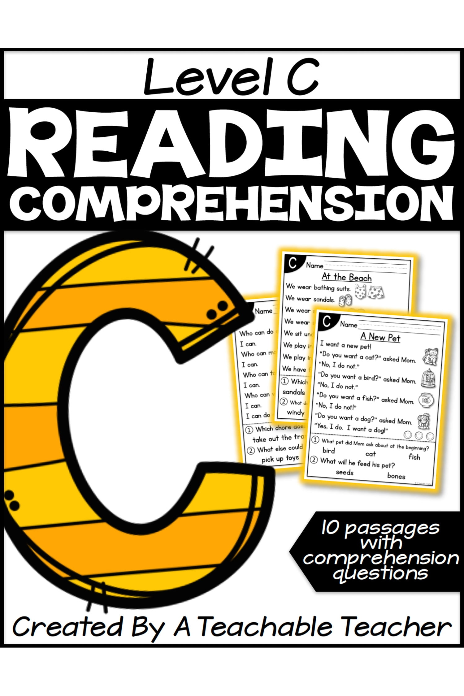 Level C Reading Comprehension Passages And Questions A Teachable Teacher