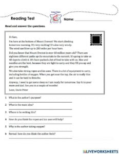 March Reading 5th Worksheet