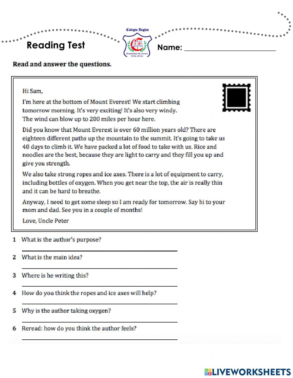 March Reading Comprehension Worksheets