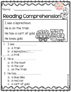 March Reading Comprehension Kindergarten Reading Worksheets Kindergarten Comprehension Worksheets Comprehension Worksheets