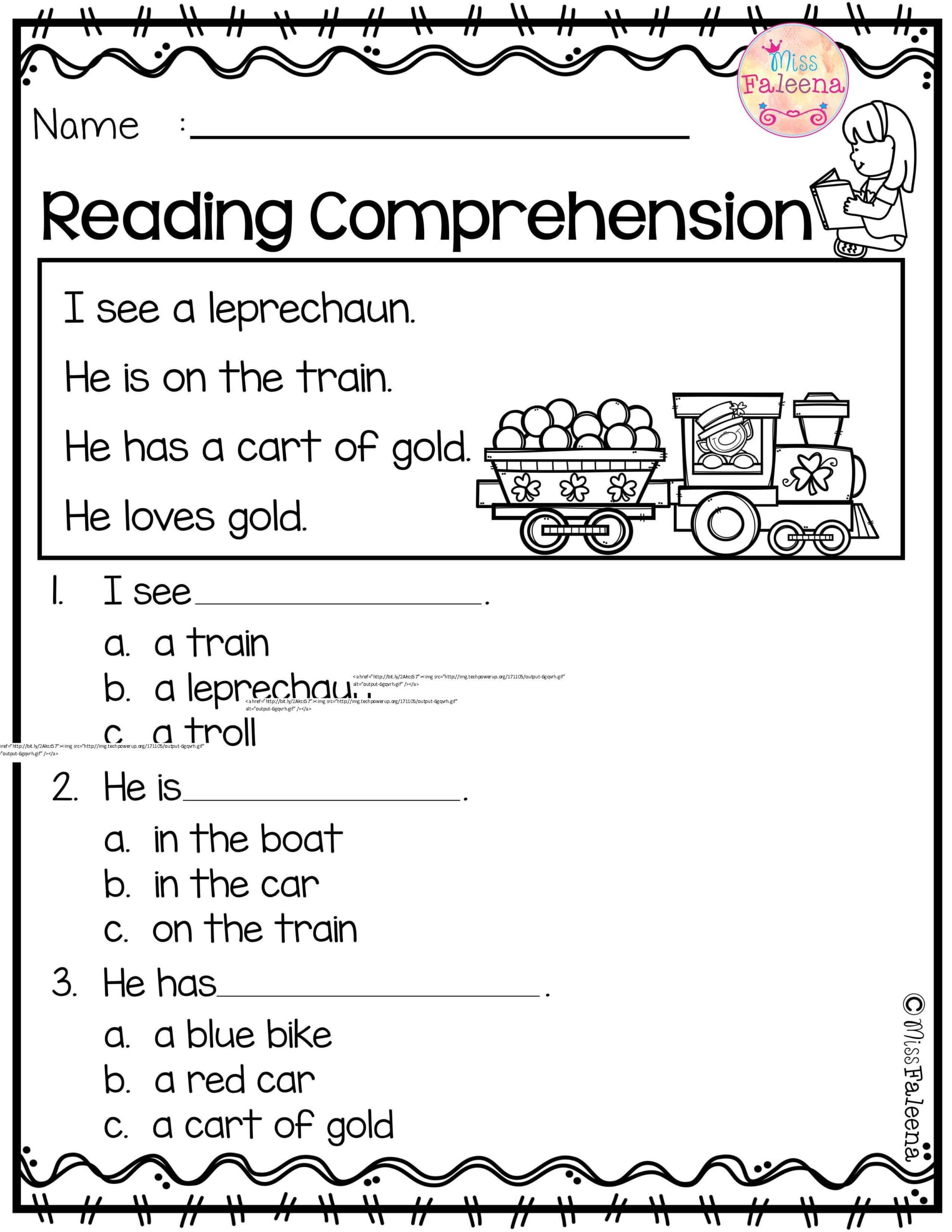 Reading Comprehension Kindergarten Worksheets Free