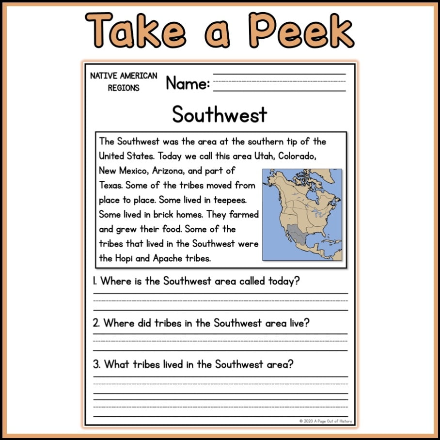 Native American Regions Social Studies Reading Comprehension Passages K 2 Made By Teachers