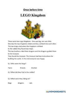 Once Before Time Lego Kingdom Worksheet