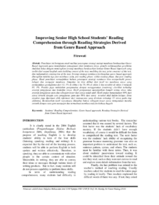 PDF Improving Senior High School Students Reading Comprehension Through Reading Strategies Derived From Genre Based Approach