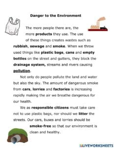 Pollution Danger To The Environment Worksheet