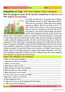 Prepositions Of Time Our First Holi English ESL Worksheets Pdf Doc
