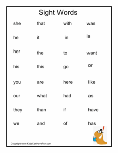 Printable Reading Activities For Kids Sight Words KidsCanHaveFun Blog Play Explore And Learn