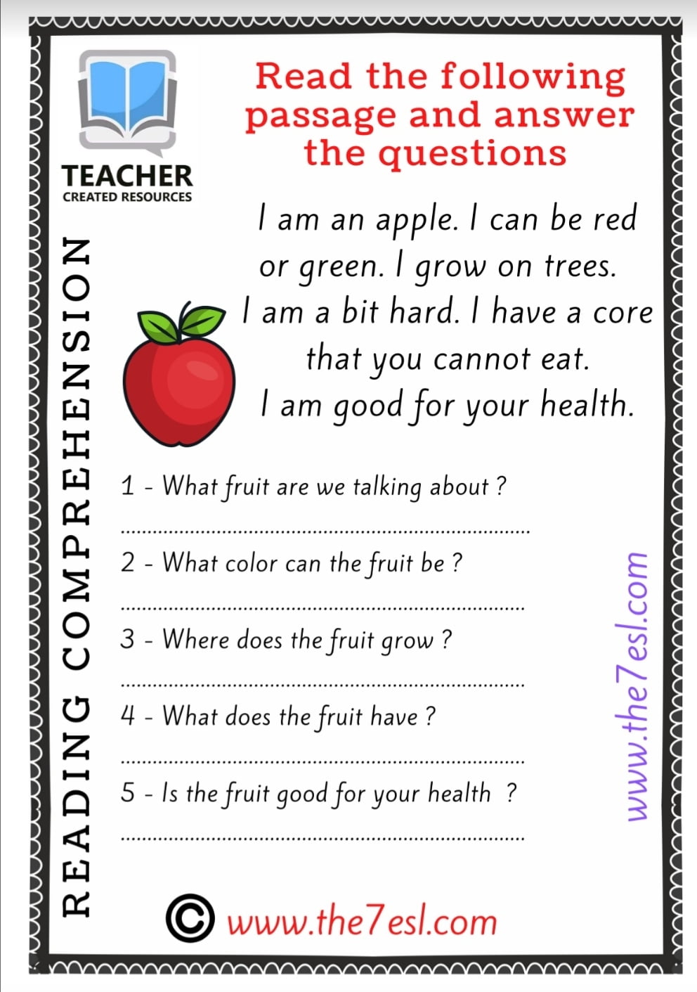 Reading And Writing Fruits 