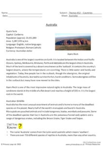 Reading Comprehension Australia R English ESL Worksheets Pdf Doc