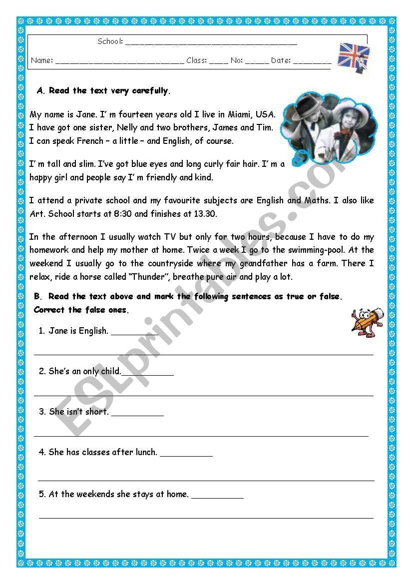 Esl Printable Reading Passages With Questions