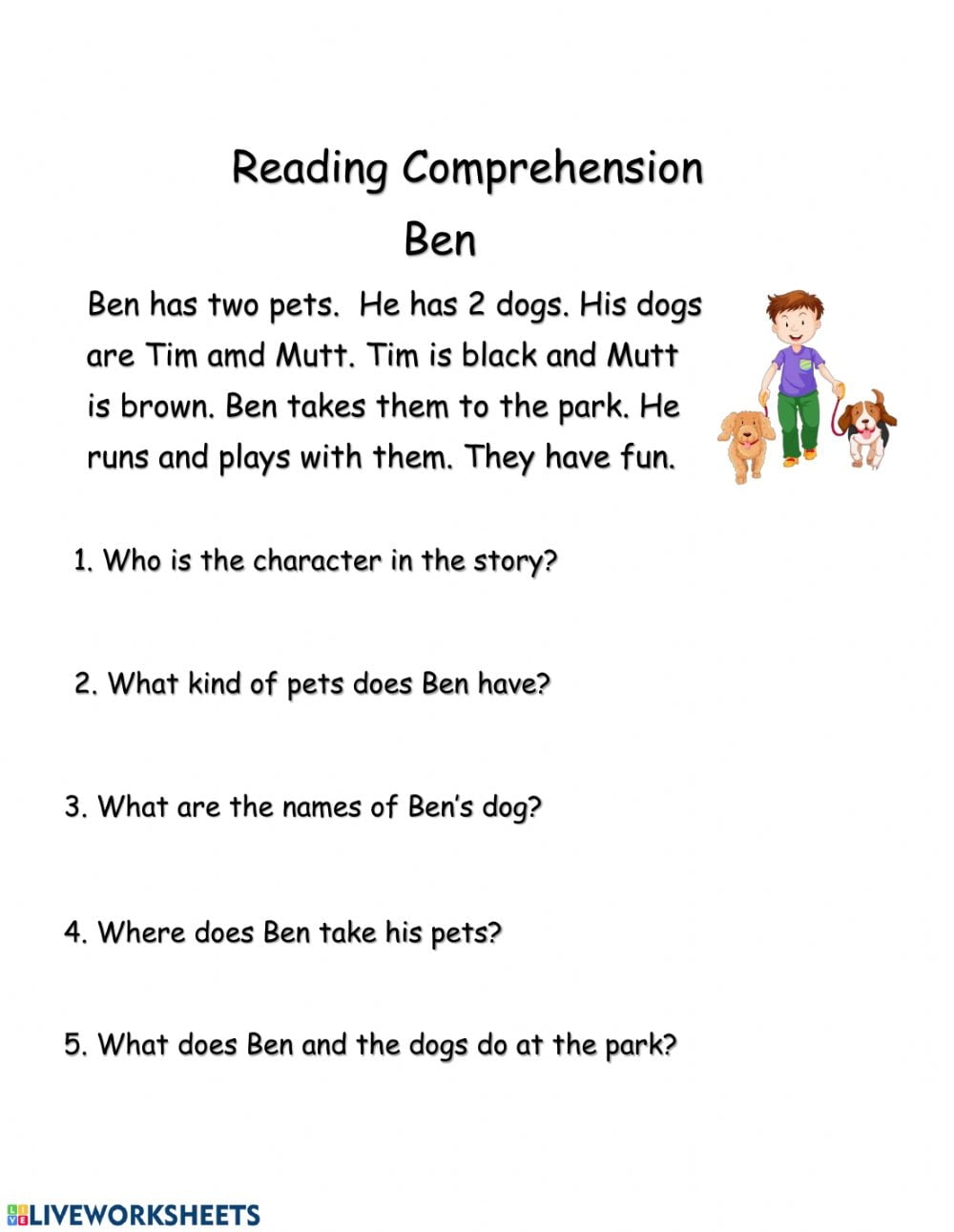 Reading Comprehension Worksheets Grade 1