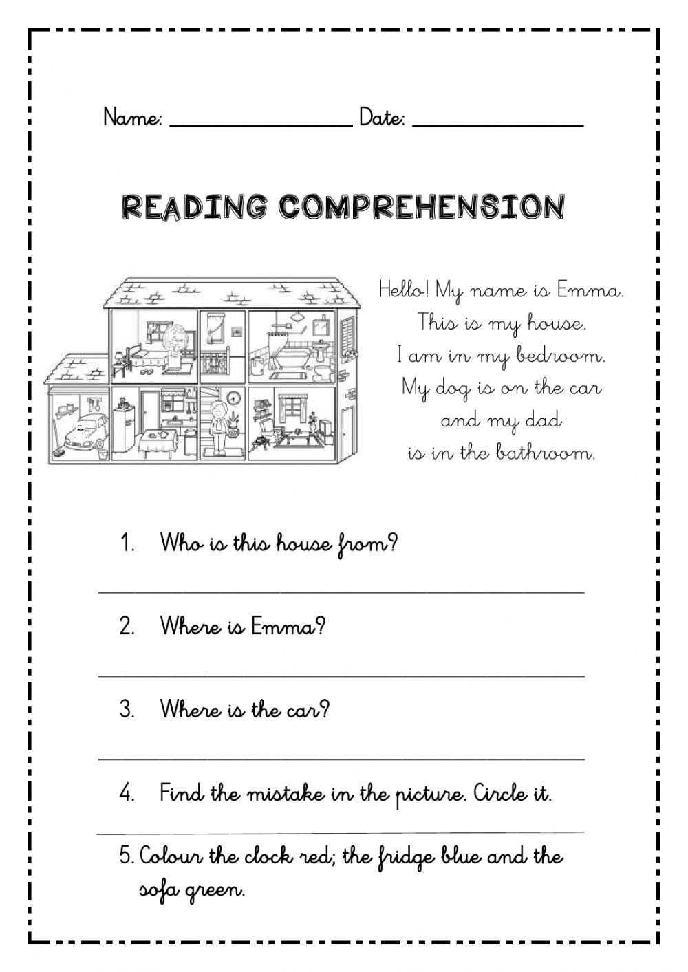 Reading Comprehension For 2nd Grade Worksheets
