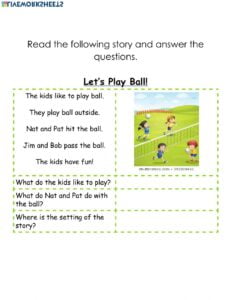 Reading Comprehension Let s Play Ball Worksheet