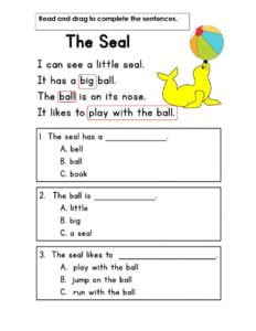 Reading Comprehension Online Exercise For Grade 1