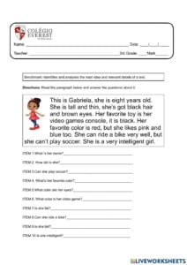 Reading Comprehension Online Exercise For Grade 3