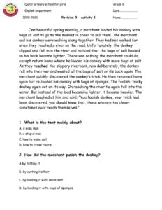 Reading Comprehension Online Exercise For Grade 6