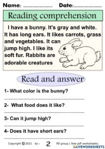 Reading Comprehension Online Exercise For Preschool
